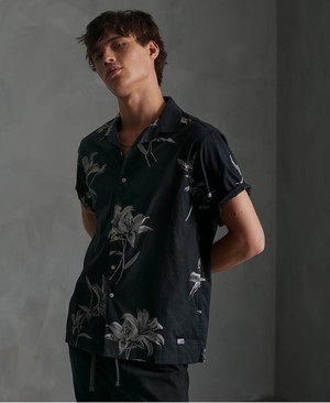 Superdry Hawaiian Box Férfi Rövid Ujjú Ing Virágos/Fekete | FMXHJ3856